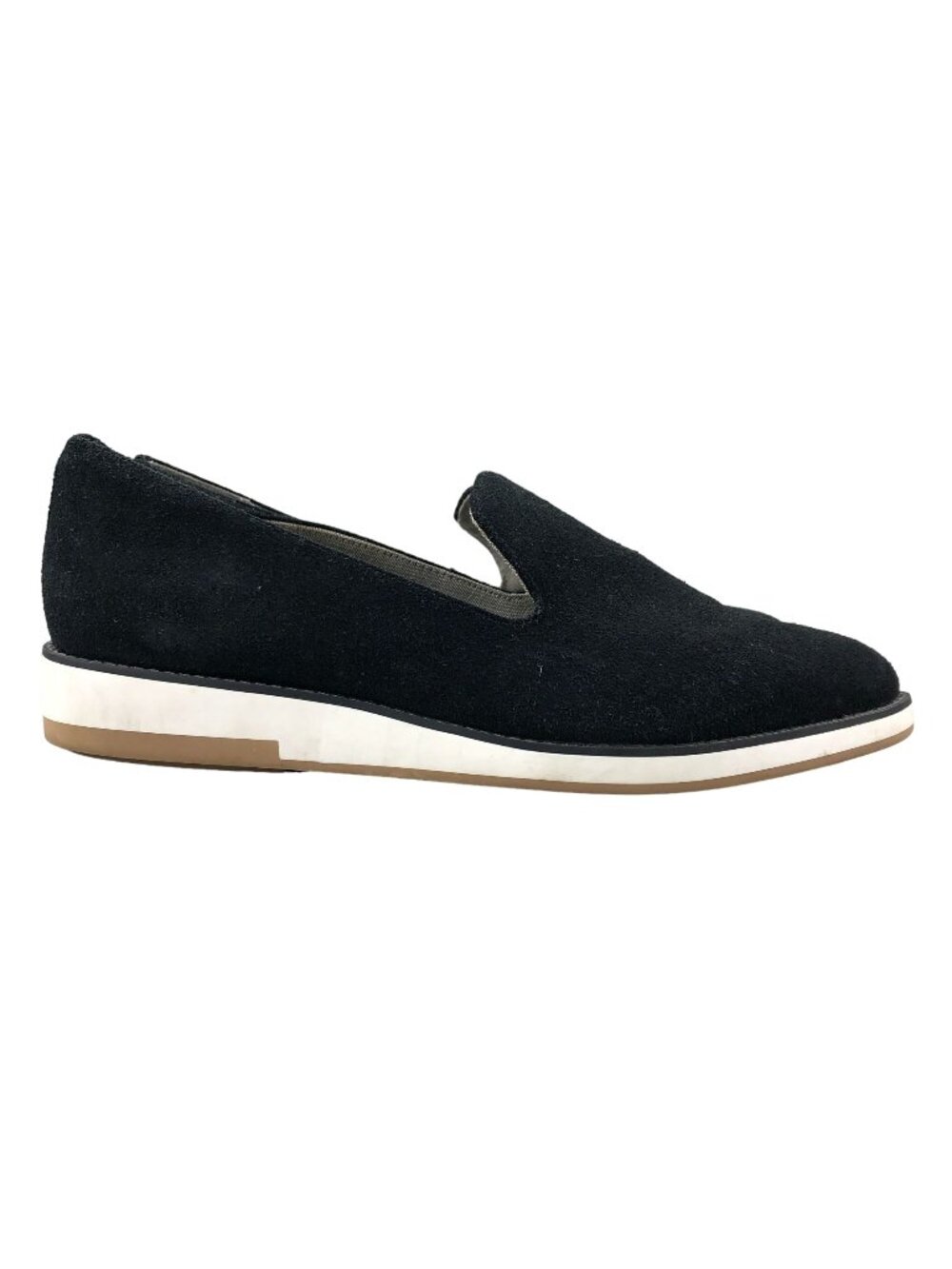 Com & Sens Women's Size 6.5 Shebby Black Suede Slip On Low Wedge Slip On Loafers